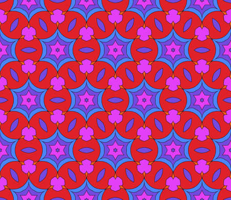 floral ornament. modern geometric pattern. Seamless vector illustration. for interior design, printing, wallpaper, fill pattern. blue, red, colorのイラスト素材