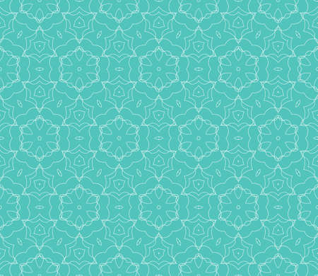 romantic geometric floral seamless pattern. Vector illustration. For modern interior design, fashion textile print, wallpaper, decor panel. turquise colorのイラスト素材