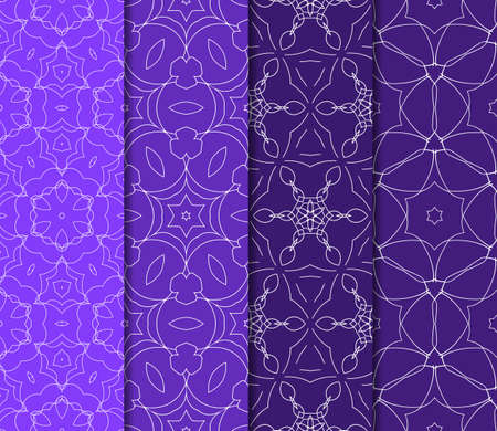 Set of 4 vertical lace pattern with elements of floral ornament.のイラスト素材