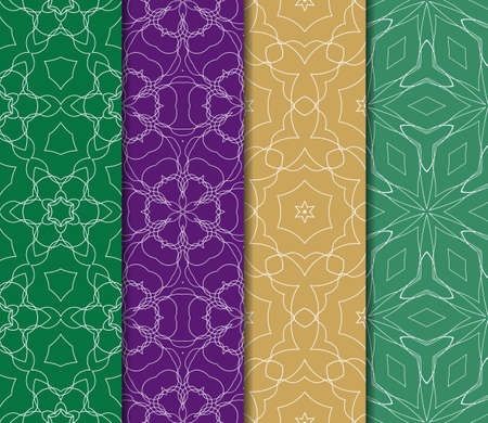 Set of 4 vertical e seamless lace pattern with elements of floral ornament. Different colored bases. vector illustration. For decorating invitations, fashion design, textilesのイラスト素材