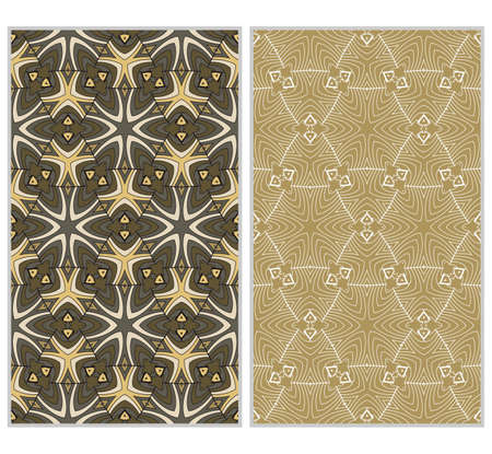 Set of 2 vertical e seamless lace pattern with elements of floral ornament, kaleidoscope mosaic. Different colored bases. vector illustration. For decorating invitations, fashion design, textilesのイラスト素材