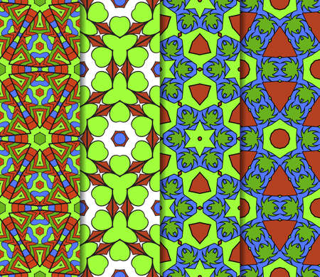 set of Seamless texture of floral ornament. Vector illustration. For the interior design, printing, web and textileのイラスト素材