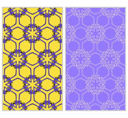 Set of 2 vertical e seamless lace pattern with elements of floral ornament. Different colored bases. vector illustration. For decorating invitations, fashion design, textilesのイラスト素材