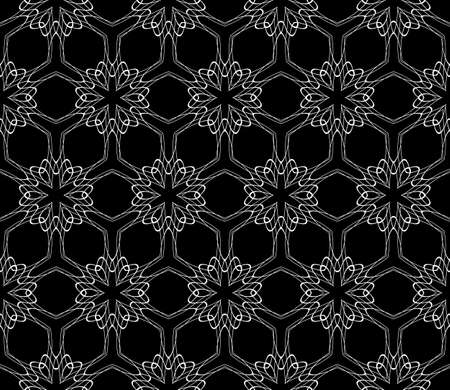 seamless flower pattern. abstract vector illustration. black on silver. for design invitation, background, wallpaperのイラスト素材