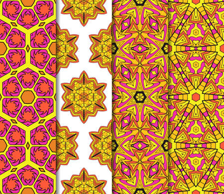 set of Seamless texture of floral ornament. Vector illustration. For the interior design, printing, web and textileのイラスト素材