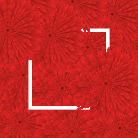 red Flower background, white frame. vector illustration. template for greeting card to 8 march, wedding invitation, holiday background, discount bannerのイラスト素材