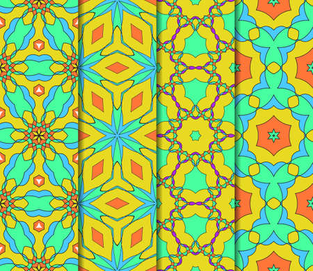 set of floral geometric lace ornament. Seamless vector illustration. Stylish graphic design. for design, wallpaper, invitation. colorのイラスト素材