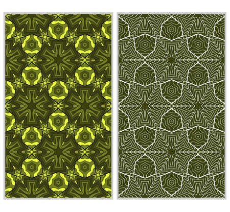 Vertical seamless patterns set, abstract floral geometric texture. Ornament for interior design, greeting cards, birthday or wedding invitations, paper print. Ethnic background in east style.のイラスト素材