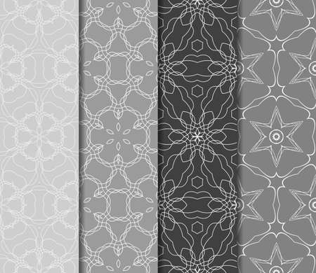 Set of 4 vertical e seamless lace pattern with elements of floral ornament. Different colored bases. vector illustration. For decorating invitations, fashion design, textilesのイラスト素材