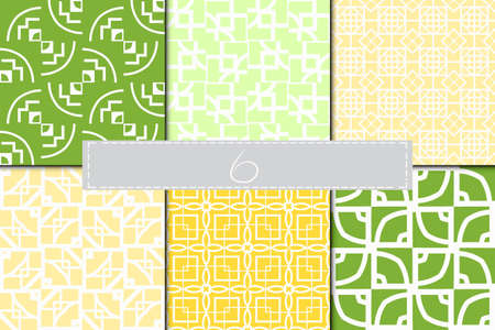 Set of 6 geometric decorative seamless pattern. vector illustration. for interior design, wallpaper, textilesのイラスト素材