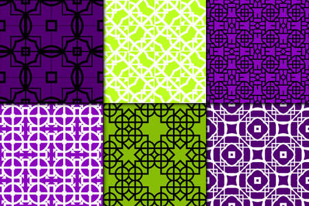 set of 6 Seamless geometric ornament. vector illustration. for invitation, background, wallpaperのイラスト素材