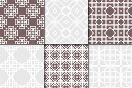 set of 6 modern decorative seamless geometric pattern. Vector illustration. For desin invitation, scrapbooking, wrappingのイラスト素材