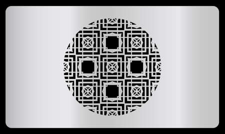 card template. Laser cutting, silver design. Modern geometric card for laser cutting. Vector illustration. With a cutout of a decorative circle in the centerのイラスト素材