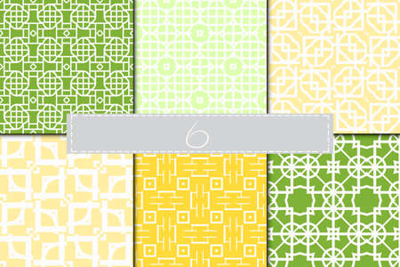set of 6 beautiful geometric seamless pattern of different geometric shapes. vector illustration.のイラスト素材