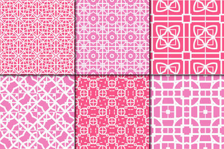 set of 6 seamless geometric pattern. vector illustration. For wrapping, printingのイラスト素材