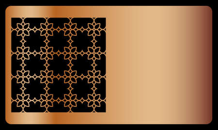 template business card with geometrical ornament for laser cut out. vector illustration. copper colorのイラスト素材