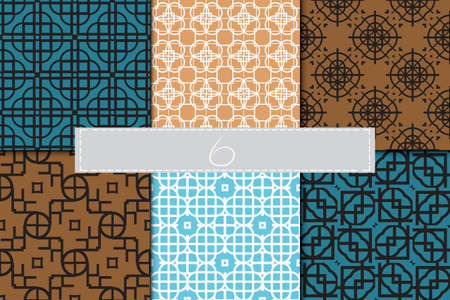 set of 6 Ornamental design. Modern seamless geometry pattern. Vector illustration. For interior design, printingのイラスト素材
