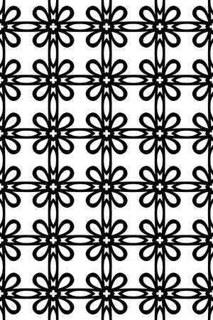 decor panel with geometric seamless ornament. oriental design. vector illustration. black and whiteのイラスト素材