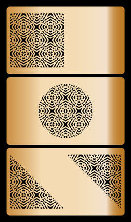 Set of template for discount card, with cut out geometrical pattern vector illustration.のイラスト素材
