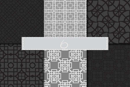 set of 6 Ornamental design. Modern seamless geometry pattern. Vector illustration. For interior design, printingのイラスト素材
