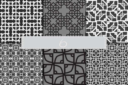 set of 6 Decorative Seamless geometric pattern. Simple print. Vector illustration. Texture for design wrapping, invitation, cardsのイラスト素材