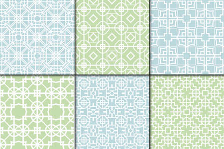 Set of 6 seamless geometric pattern.のイラスト素材
