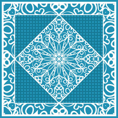 Design print for Pillow. Vector Illustration. Pattern with Geometric Lace Floral Ornament.のイラスト素材