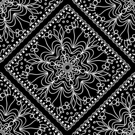 Seamless square border with ornate paisley. Vector illustration, decorative pattern.のイラスト素材
