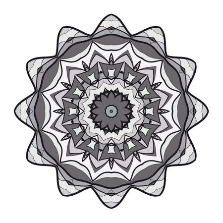 decorative flower mandala. abstract vector illustration. monochrome color.のイラスト素材