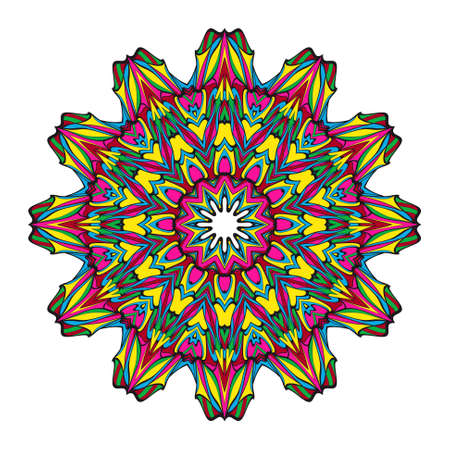 flower mandala design. Vector round pattern. Coloring. Design for greeting card, invitation, tattoo.のイラスト素材