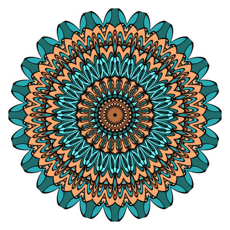 Ornamental circle pattern. Mandala. Vintage decorative elements. Hand drawn colorful vector backgroundのイラスト素材