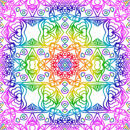 beautiful rainbow color seamless floral pattern. lace texture. vector illustration.のイラスト素材