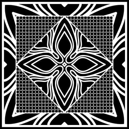 Square composition in geometric Lace Pattern. Floral Mandala Backgroundのイラスト素材