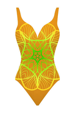Swimsuit. Vector illustration with mandala printのイラスト素材