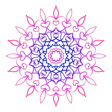 floral mandala. creative anti-stress ornament. vector illustration blue, purple color.のイラスト素材