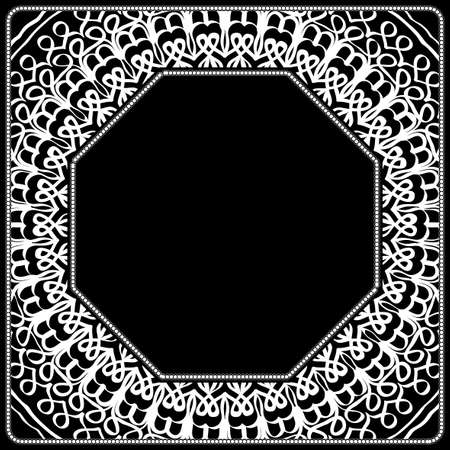 Art decoration frame with floral ornament for fabric design. vector illustration.のイラスト素材