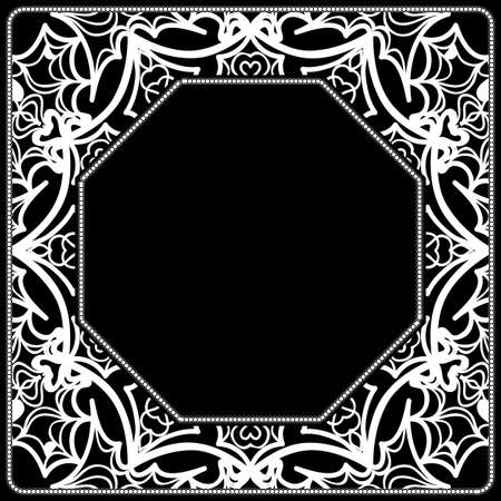 art deco frame with floral ornament for fabric design. vector illustration.のイラスト素材