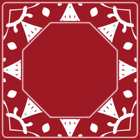 Print for fabric with floral ornamental border. Design for tablecloth, scarf, Pillowcase. vector illustrationのイラスト素材