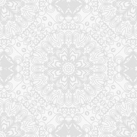 background for wedding invitation card with henna mehndi floral elements. vector illustration. white monochrome colorのイラスト素材