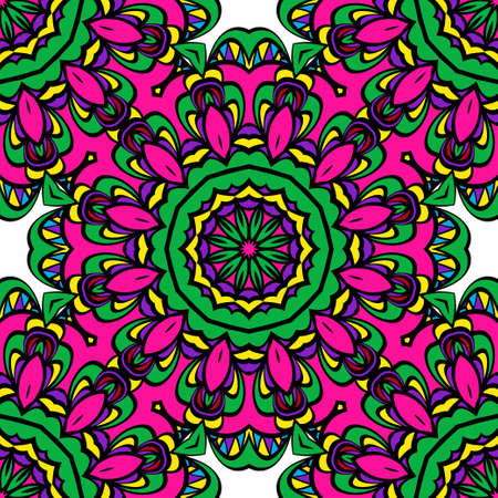 holiday floral seamless mandala pattern. vector illustrationのイラスト素材