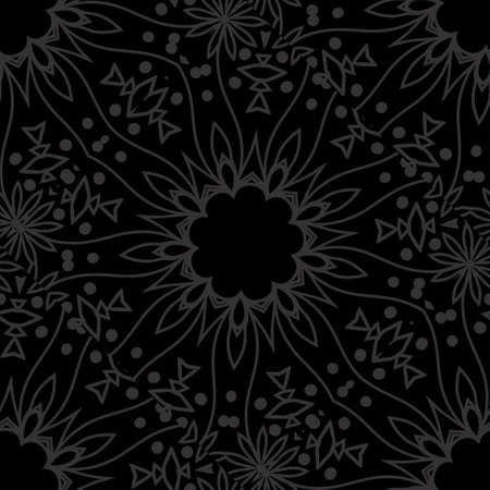 dark monochrome seamless background with decorative ornament . vector illustrationのイラスト素材
