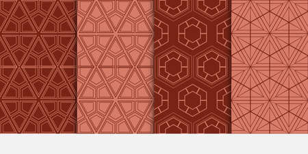 Set of 4 seamless hipster geometric pattern. Vector illustration.のイラスト素材