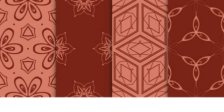 set of stylized geometric seamless pattern. vector illustration. brown colorのイラスト素材
