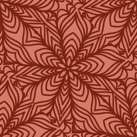 seamless pattern with floral design. decorative lace texture. vector illustration. brick color. for wallpaper, fabric print, backgroundのイラスト素材