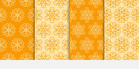 Set of modern floral seamless pattern background. Texture for wallpaper, invitation vector illustration orange color.のイラスト素材