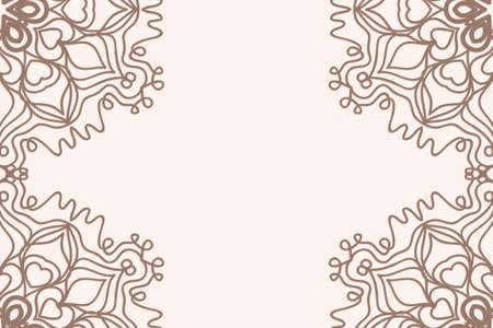 template of greeting card with floral mandala ornament. beige color. vector illustration. for invitation card, holiday background. vintageのイラスト素材