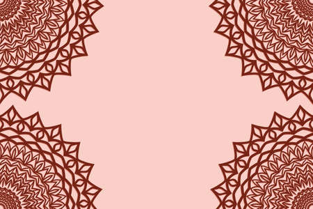 Romantic greeting card with floral mandala border. vector illustration. beige color. template for wedding invitation, greeting cardのイラスト素材