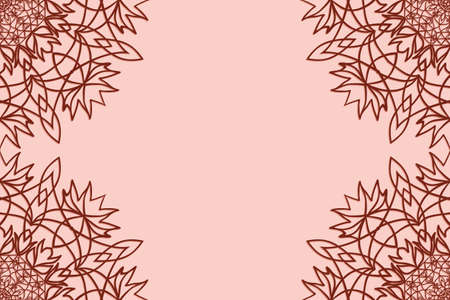 Romantic greeting card with floral mandala border. vector illustration. beige color. template for wedding invitation, greeting cardのイラスト素材