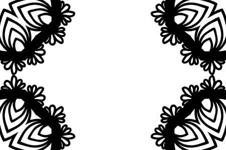 Vector greeting with decor floral ornament. Black and White color. For greeting card, invitation designのイラスト素材