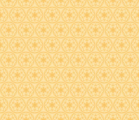 Floral Geometric Line seamless Pattern. Vector Illustration. Orange Color. For fabric print, textile, backgroundのイラスト素材